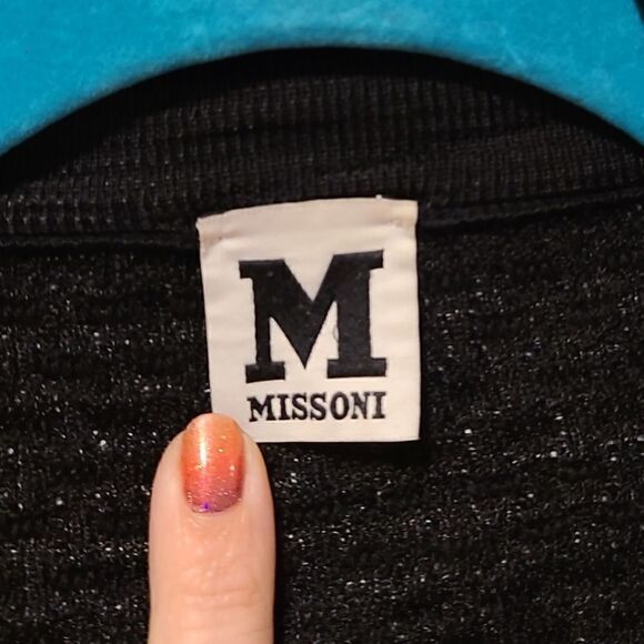 Missoni Black & White Open Front Knit Cardigan Morino Wool Blend | 10 - Picture 4 of 9